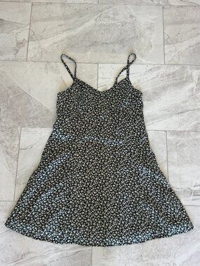Hollister Black Ditsy Floral Adjustable Strap Mini Dress